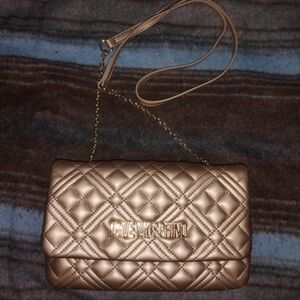 Love Moschino Gold Quilted Crossbody Bag